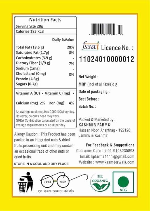 Kasmeer wala Organic kashmiri walnut kernels Walnuts (4 x 0.25 kg)
