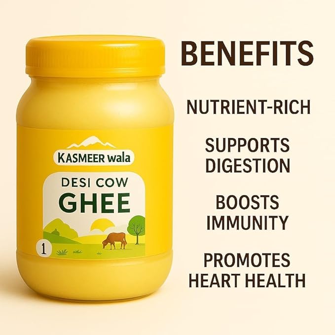 KASMEER Wala Desi Cow Ghee 100% Pure & Natural | A2 Bilona Method | Traditional Indian Clarified Butter | Rich in Aroma & Nutrition | Ideal for Cooking, Ayurveda & Pooja