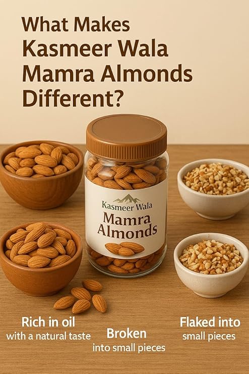 Kasmeer Wala Mamra Almonds | Natural Mamra Badam | Rich in Protein & Fiber | Ideal for Soaking, Snacking & Gifting