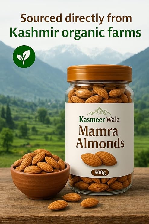 Kasmeer Wala Mamra Almonds | Natural Mamra Badam | Rich in Protein & Fiber | Ideal for Soaking, Snacking & Gifting