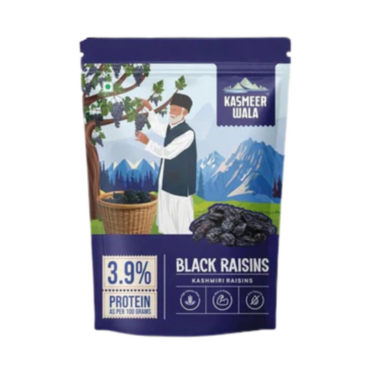KASMEER WALA Black Raisins | Seedless Dried Grapes | Naturally Sweet & Sun-Dried | Rich in Iron & Antioxidants | Immunity Booster | Healthy Snack  |