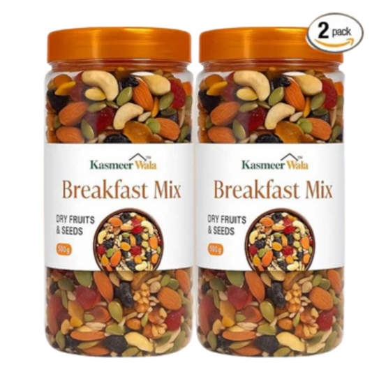 Kasmeer Wala Breakfast Mix | Healthy Mix of Premium Nuts, Berries & Seeds | High Protein & Fiber | Immunity & Energy Booster |(2 x 500g Packs)