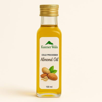 Kasmeer Wala Pure Kashmiri Almond Oil – 100 ml | Cold Pressed Sweet Almond Oil for Skin, Hair & Massage | 100% Natural & Organic | Nourishing & Moisturizing