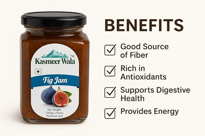 KASMEER WALA Fig Jam | 100% Natural & sweet | Rich in Fiber & Antioxidants | Healthy Fruit Spread