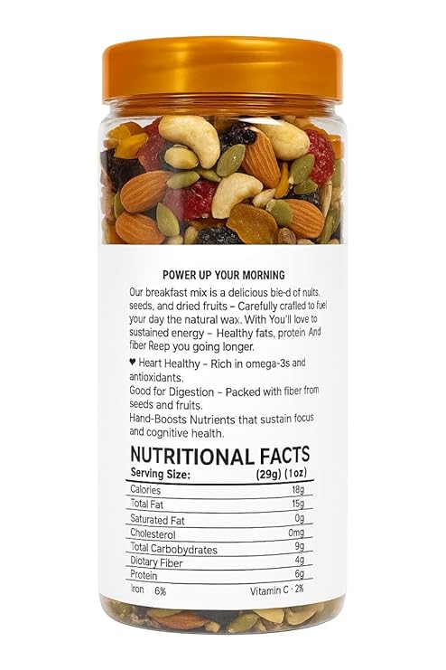 Kasmeer Wala Breakfast Mix | Healthy Mix of Premium Nuts, Berries & Seeds | High Protein & Fiber | Immunity & Energy Booster |(2 x 500g Packs)
