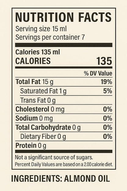 Kasmeer Wala Pure Kashmiri Almond Oil – 100 ml | Cold Pressed Sweet Almond Oil for Skin, Hair & Massage | 100% Natural & Organic | Nourishing & Moisturizing