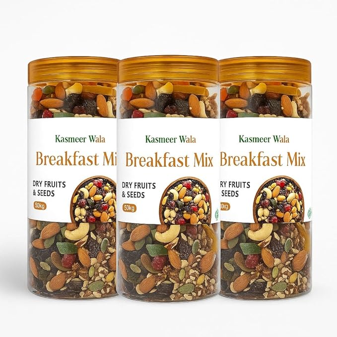 Kasmeer Wala Protein Breakfast Mix – Nuts, Seeds & Berries Blend | High Protein & Fiber | Superfood Trail Mix | No Sugar | Keto Friendly | Pack of 3 (500g × 3 = 1.5 kg)