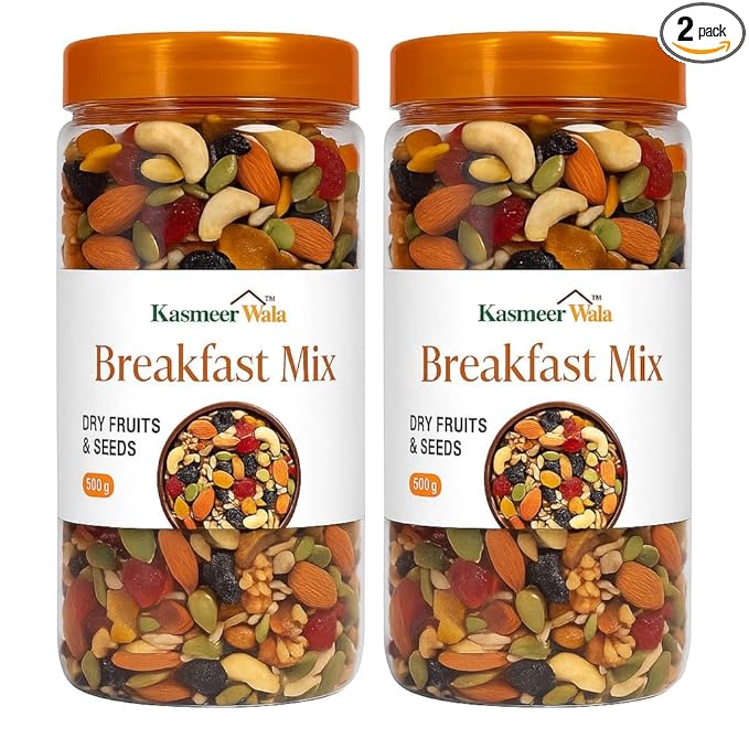 Kasmeer Wala Breakfast Mix | Healthy Mix of Premium Nuts, Berries & Seeds | High Protein & Fiber | Immunity & Energy Booster |(2 x 500g Packs)