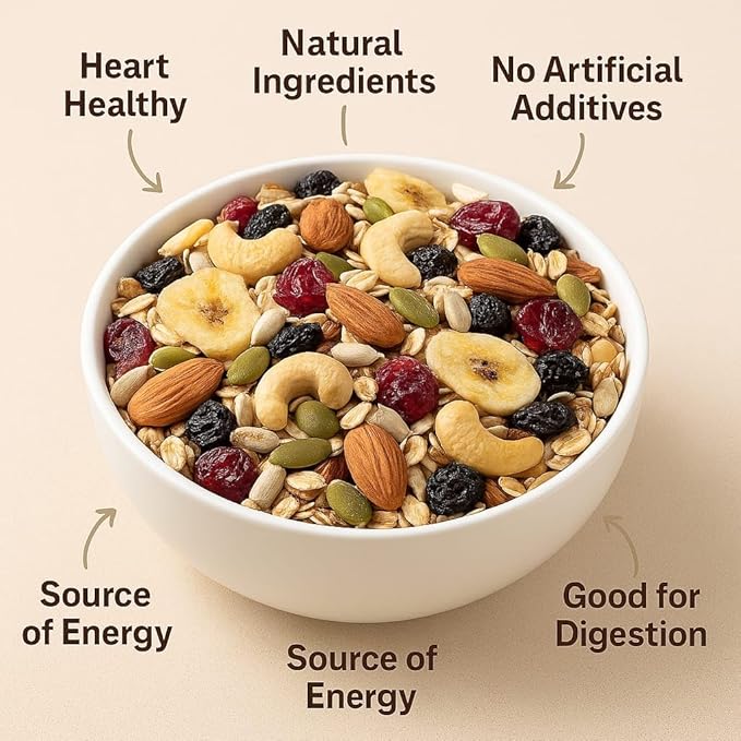 Kasmeer Wala Breakfast Mix | Healthy Mix of Premium Nuts, Berries & Seeds | High Protein & Fiber | Immunity & Energy Booster |(2 x 500g Packs)