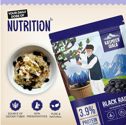 KASMEER WALA Black Raisins | Seedless Dried Grapes | Naturally Sweet & Sun-Dried | Rich in Iron & Antioxidants | Immunity Booster | Healthy Snack  |