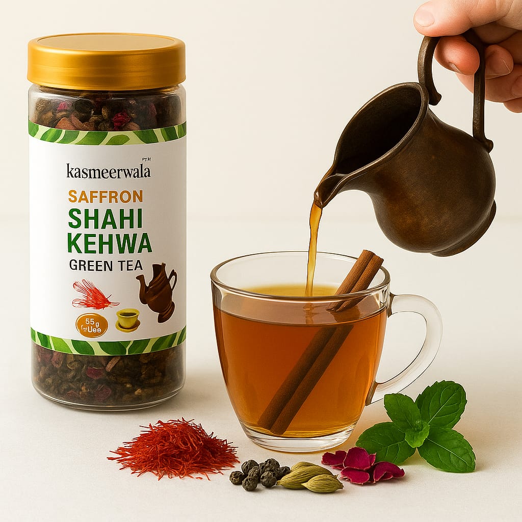 Kasmeer Wala – Saffron Shahi Khawa Green Tea | Premium Sugar-Free Kashmiri Wellness Drink