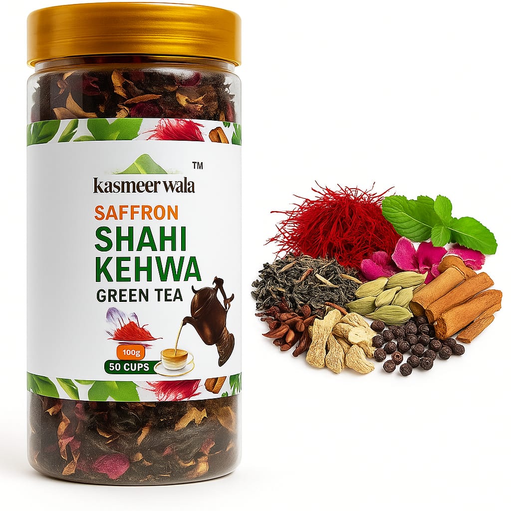 Kasmeer Wala – Saffron Shahi Khawa Green Tea | Premium Sugar-Free Kashmiri Wellness Drink