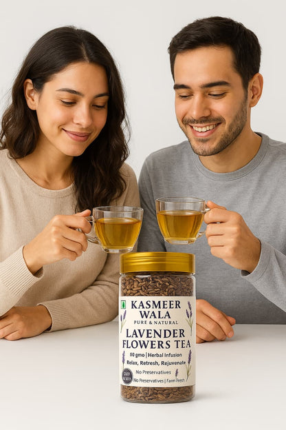 Kasmeer Wala Himalayan Lavender Flower Tea | 100% Organic Herbal Infusion | Pure & Natural Dried Lavender Flowers | Relaxing, Stress Relief, Sleep Support | 50g Pack