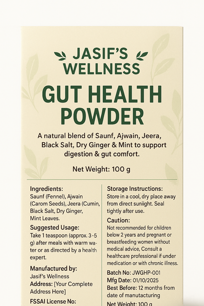 Kasmeer Wala Wellness Gut Health Powder – 100g | Natural Digestive Support | Herbal Probiotic Blend